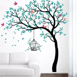 1bhaav Blue Tree with Birds Sticker