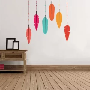 1bhaav Multicolor Feathers Wall Sticker