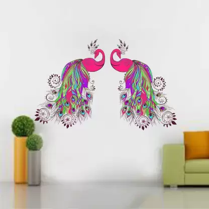 1bhaav Pinkish Peacock Wall Sticker (1) 1bhaav Pinkish Peacock Wall Sticker