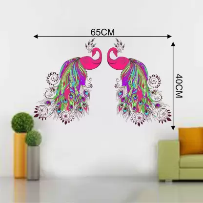 1bhaav Pinkish Peacock Wall Sticker (2)