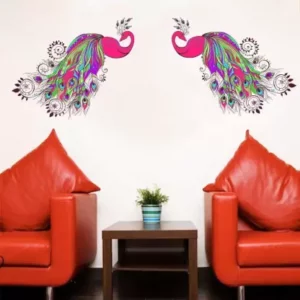 1bhaav Pinkish Peacock Wall Sticker