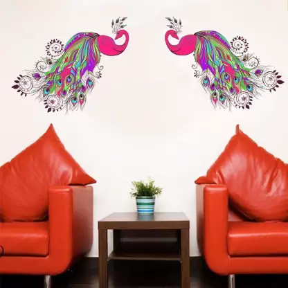 1bhaav Pinkish Peacock Wall Sticker (3) 1bhaav Pinkish Peacock Wall Sticker