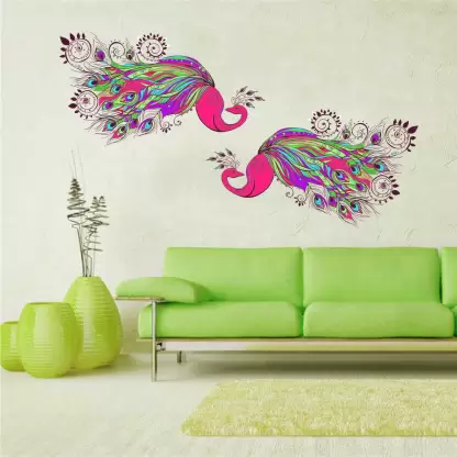 1bhaav Pinkish Peacock Wall Sticker (4)