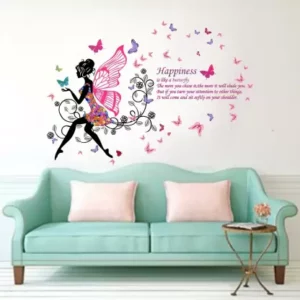 1bhaav Happiness Is Like a Butterfly Quotes Wall Stickers
