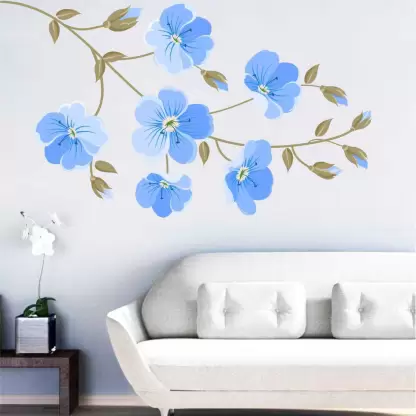 1bhaav Indigo Flowers Wall Sticker (1) 1bhaav Indigo Flowers Wall Sticker