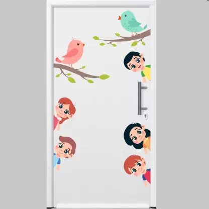 1bhaav Kids with Birds Wall Stickers Self Adhesive Sticker (1) 1bhaav Kids with Birds Wall Stickers Self Adhesive Sticker