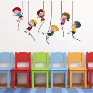 1bhaav Rawpockets Wall Decals ' Kids Hanging on The Rope ' Wall Stickers