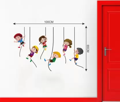 1bhaav Rawpockets Wall Decals ‘ Kids Hanging on The Rope ‘ Wall Stickers (2)