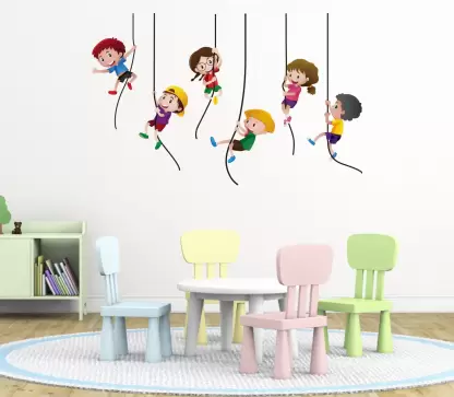 1bhaav Rawpockets Wall Decals ‘ Kids Hanging on The Rope ‘ Wall Stickers (4)