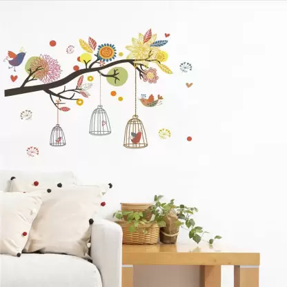 1bhaav Wall Decals ' Colourful Tree With Birds Cave ' (1) 1bhaav Wall Decals ' Colourful Tree With Birds Cave '