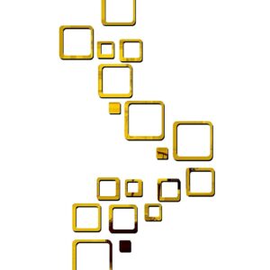1BHAAV Square Golden 3 Set Decorative Mirror Stickers for Wall 3D Acrylic Stickers