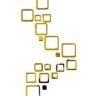 1BHAAV Square Golden 3 Set Decorative Mirror Stickers for Wall 3D Acrylic Stickers