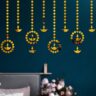 1BHAAV 10 Diya & 200 Dots Mirror Stickers for Wall Acrylic Mirror Wall Decor