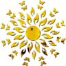 1BHAAV Sun Golden with 20 Butterfly Golden Decorative Mirror Stickers for Wall 3D Acrylic Wall Stickers