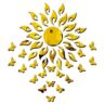 1BHAAV Sun Golden with Golden 20 Butterfly 3D Acrylic Decorative Mirror Wall Sticker