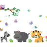 1bhaav Cartoon Animal Tree Colorful Design Wall Sticker