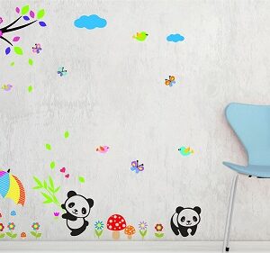 1bhaav Playing Pandas Butterfly Bird House Sticker