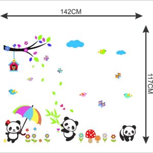1bhaav Playing Pandas Butterfly Bird House Sticker
