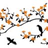 1bhaav Beautiful Tree with Birds Flower Wall Sticker
