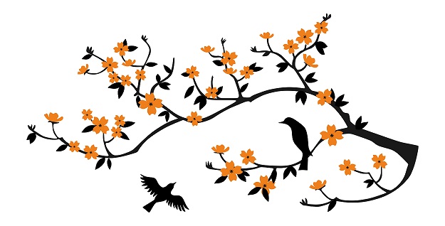 WD104 1bhaav Beautiful Tree with Birds Flower Wall Sticker