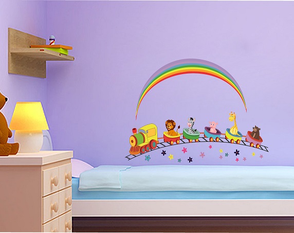 WD106-B 1bhaav Joy Animal Tree with Rainbow Wall Sticker