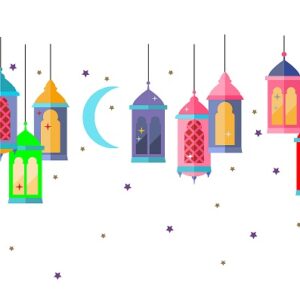 1bhaav Colorful Lamps Moon Star Wall Sticker