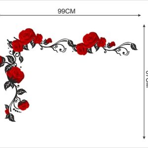 1bhaav Beautiful red Rose Black Leaves Wall Sticker