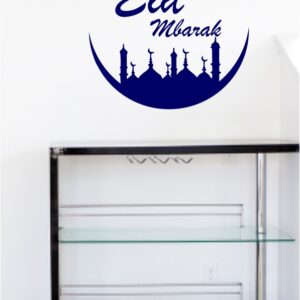 1bhaav Eid Mubarak Blue Colour Wall Sticker
