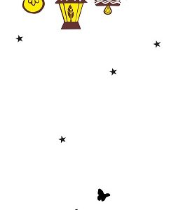1bhaav Playing cat Under Lamps Moon Star Wall Sticker