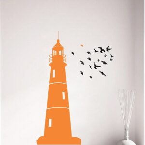 1bhaav Light House Orange Color Wall Sticker