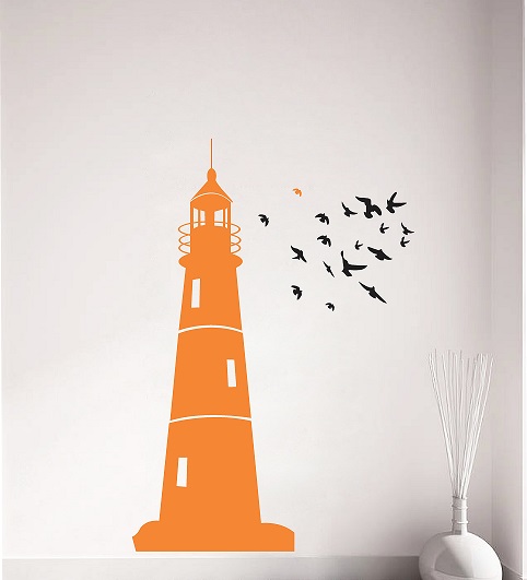 WD127-D 1bhaav Light House Orange Color Wall Sticker