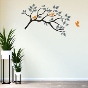 1bhaav Colorful Tree with Birds Wall Sticker