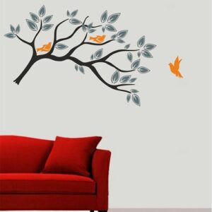 1bhaav Colorful Tree with Birds Wall Sticker