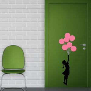 1bhaav Girl Playing with Baloons Wall Sticker