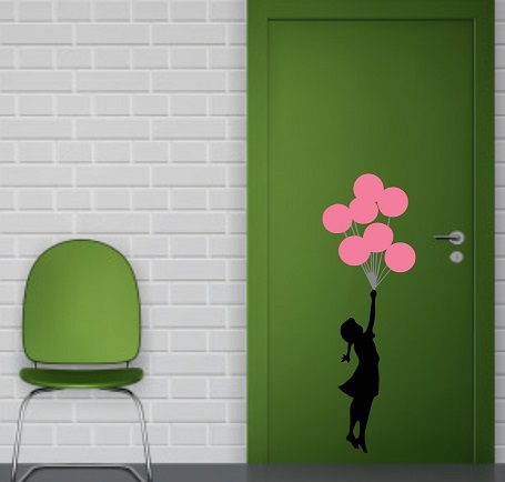 WD130-B 1bhaav Girl Playing with Baloons Wall Sticker