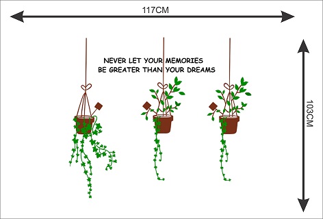 WD133-F 1bhaav Three Tree pots with Quote Wall Sticker