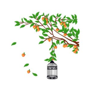 1bhaav Beautiful Tree with Fruits Wall Sticker