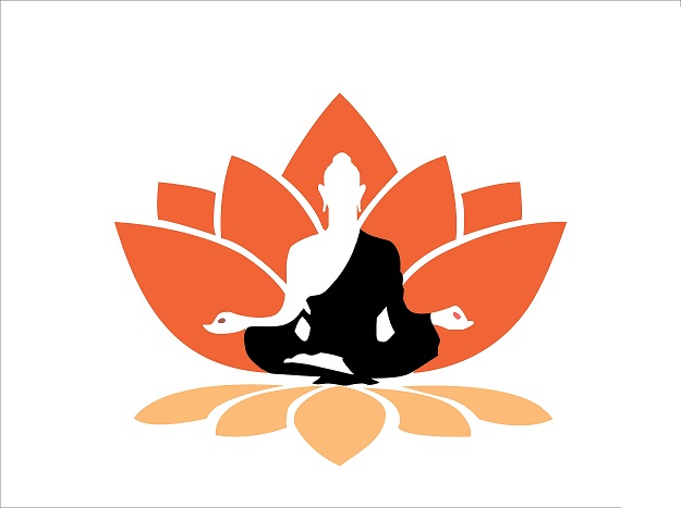 WD143 1bhaav Maditating Buddha with Colorful Flower Wall Sticker