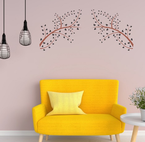WD147-A 1bhaav Tree Leaves Design Colorful Decorative Wall Sticker
