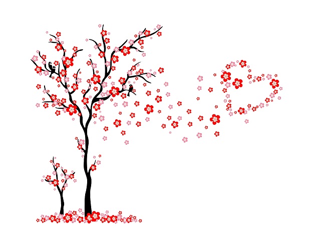 WD152 1bhaav Colorful Tree Flowers PVC Vinyl Multicolor Decorative Wall Sticker