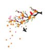 1bhaav Beautiful Tree Colorful Birds Flower Design Wall Sticker