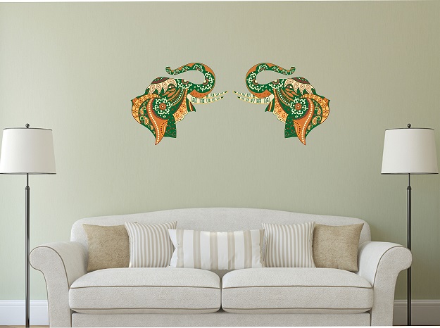 WD162-D 1bhaav Decorative Colorful Elephant Faces Wall Sticker