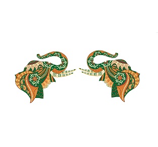 WD162 1bhaav Decorative Colorful Elephant Faces Wall Sticker