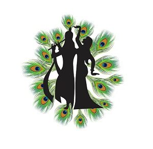 1bhaav Radha Krishna with mor pankh Wall Sticker