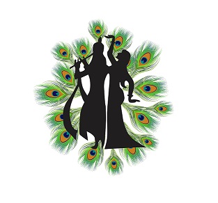 WD164 1bhaav Radha Krishna with mor pankh Wall Sticker