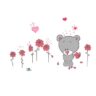 1bhaav Baby Teddy Bear with Colorful Flowers Wall Sticker