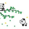 1bhaav Playing Panda on a Tree Branch Wall Sticker