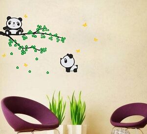 1bhaav Playing Panda on a Tree Branch Wall Sticker