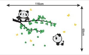 1bhaav Playing Panda on a Tree Branch Wall Sticker