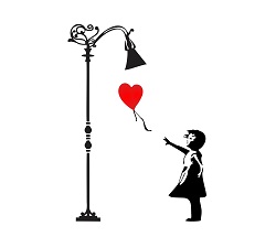 1bhaav Girl with Ballon Road Light Wall Sticker